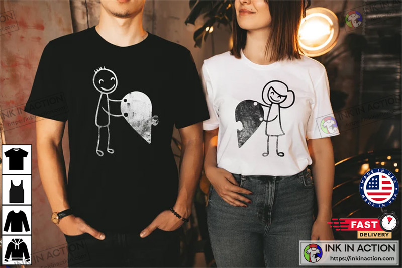 Puzzle Heart Shirt, Couple Love Shirt, Couple Shirts Valentine Gift, Valentine’s Day Gift