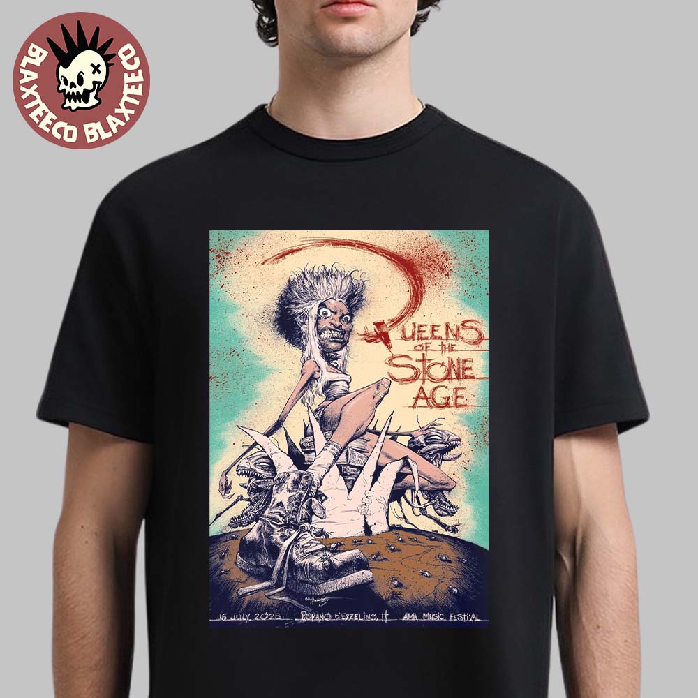 Queens Of The Stone Age Ama Music Festival 2025 Poster In Romano D’ezzelino Italy On July 16 2025 Unisex T-shirt