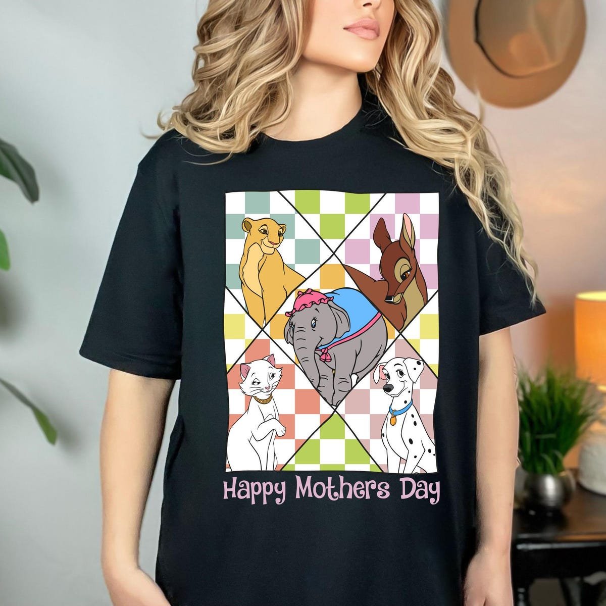 Retro Checkered Disney Mom Shirt Mother's Day Gift Matching Tee