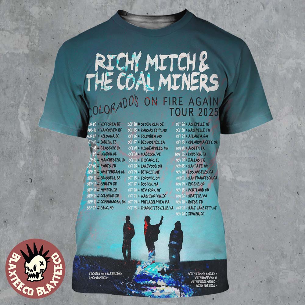 Richy Mitch And The Coal Miners Colorado’s On Fire Again Tour 2025 Cities Dates All Over Print Shirt