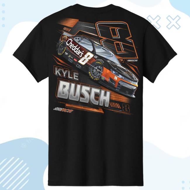 Rowdy Busch Merch Store Kyle Busch Cheddar’s 2024 Black Car Tee
