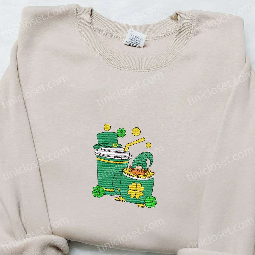 Saint Patrick’s Coffee Drinks Embroidered Shirt, Saint Patrick’s Day Embroidered Hoodie, Best Holiday Gift Ideas