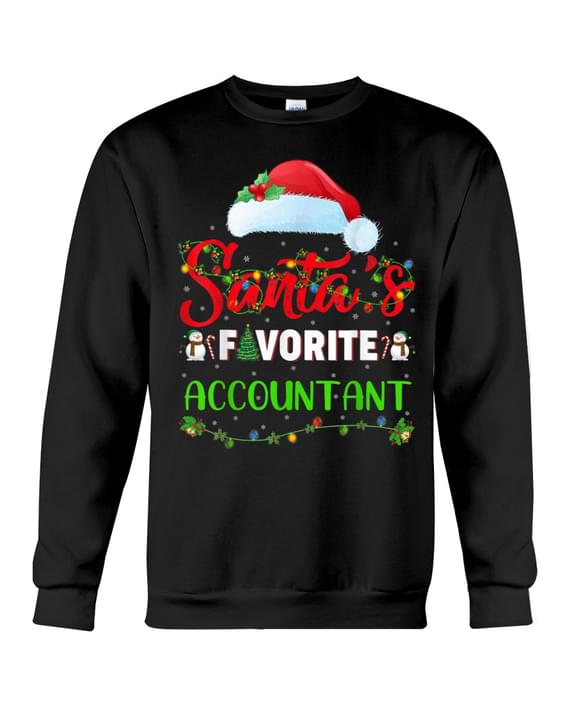 Santa's Favorite Accountant Santa Claus Christmas Snowman Shirt