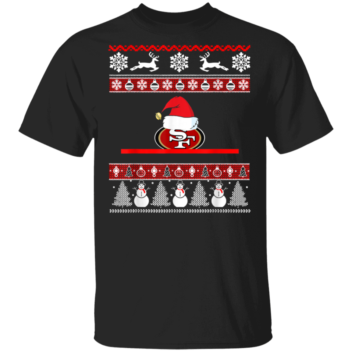 Santa Ugly Christmas Sweater Football Sanfrancisco 49er G500 Gildan 5 3 Oz T Shirt