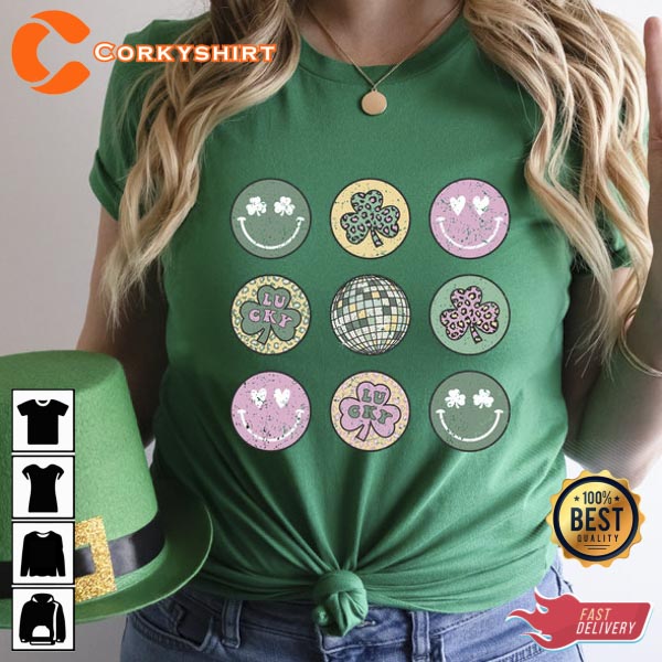 Smiley Clovers St Patrick’s Day Lucky T Shirt