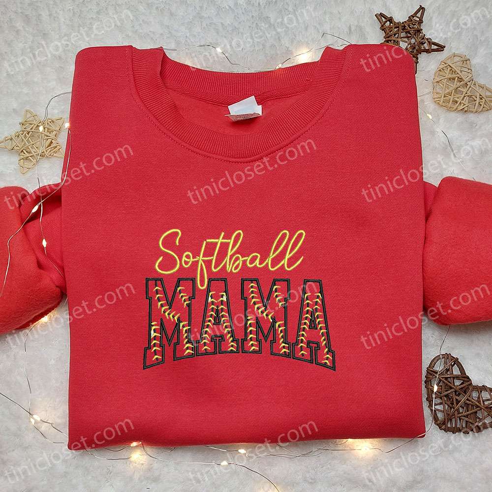 Softball Mama Embroidered Shirt, Mother’s Day Embroidered Hoodie, Best Gift For Mom (6)