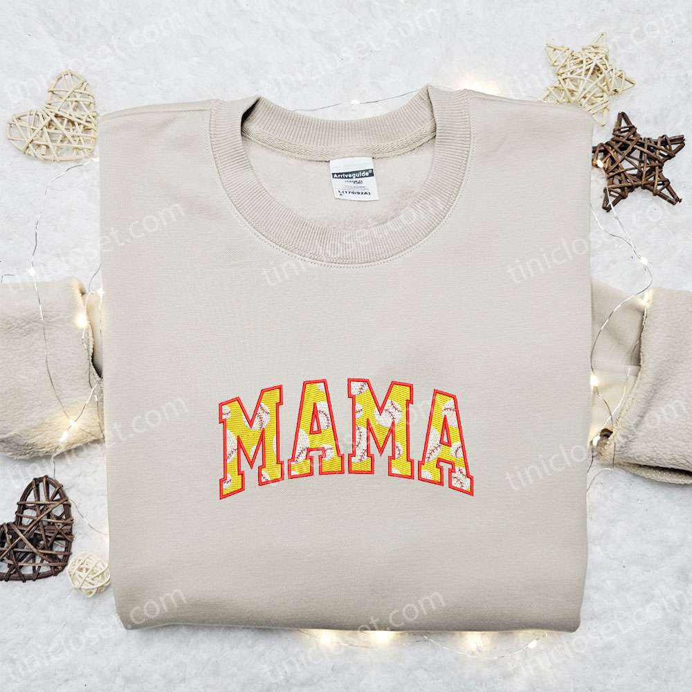 Softball Mama Embroidered Shirt, Mother’s Day Embroidered Hoodie, Best Gift For Mom