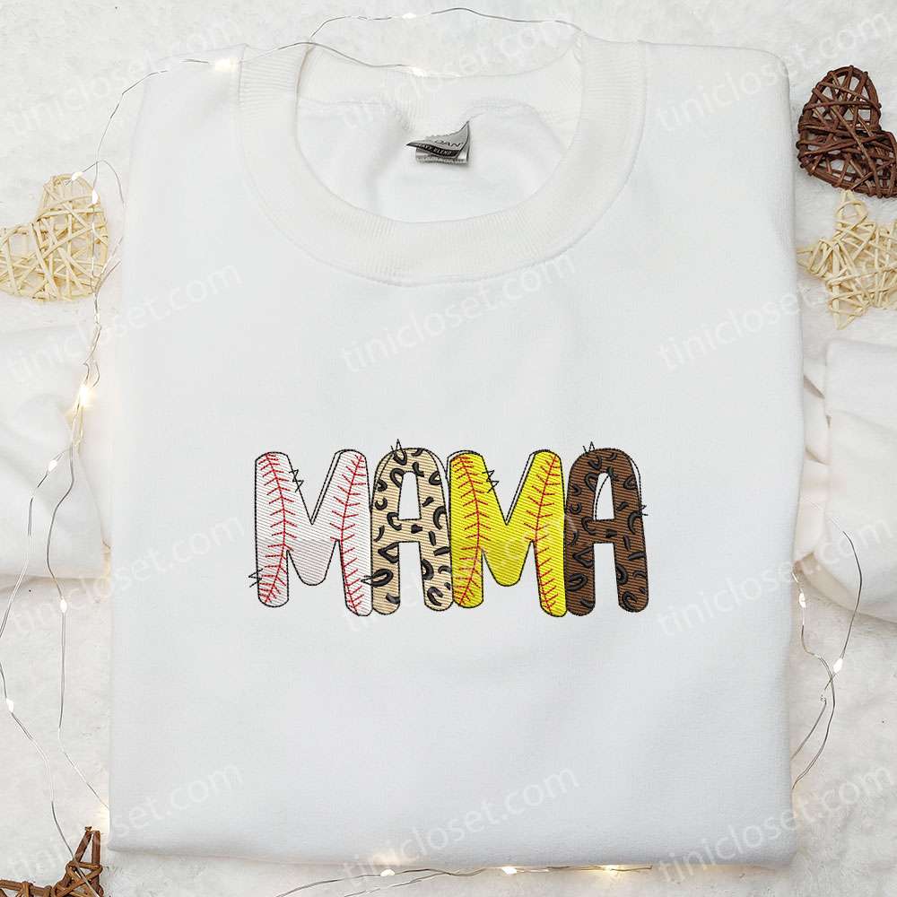Softball Mama Embroidered Shirt, Sports Embroidered Hoodie, Mother’s Day Gift Idea
