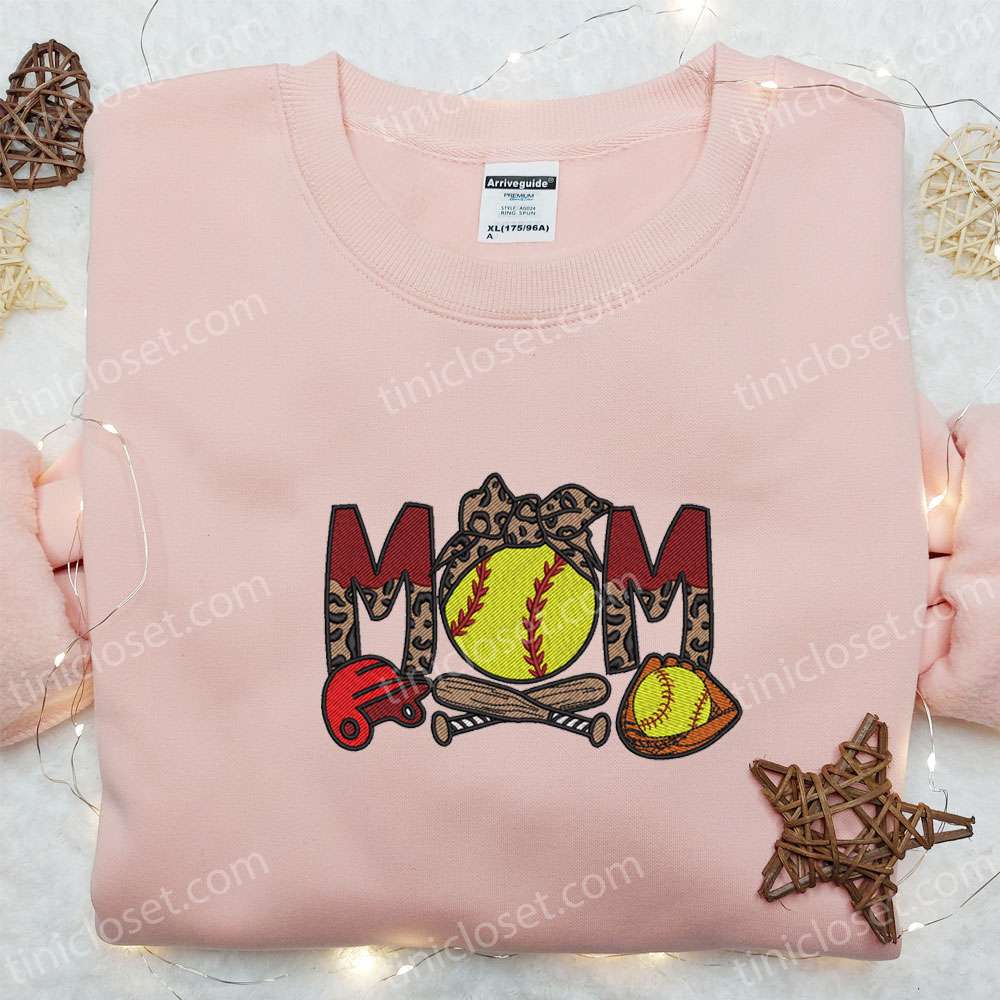 Softball Mom Embroidered Shirt, Mother’s Day Embroidered Hoodie, Best Gift For Mom