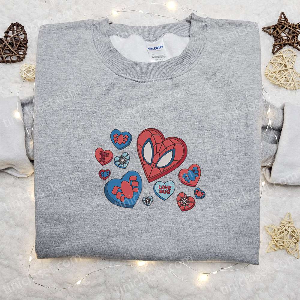 Spider-man Love Bug Stuck On You Embroidered Shirt, Marvel Superhero Movie Embroidered Hoodie, Best Valentine’s Day Gifts