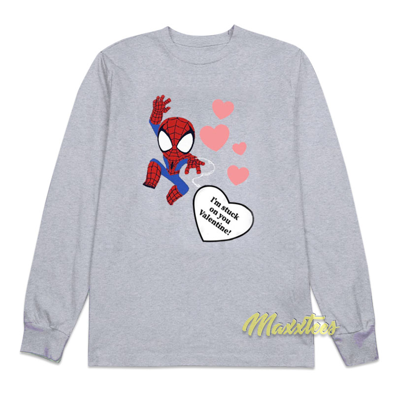 Spiderman I'm Stuck On You Valentine Long Sleeve Shirt