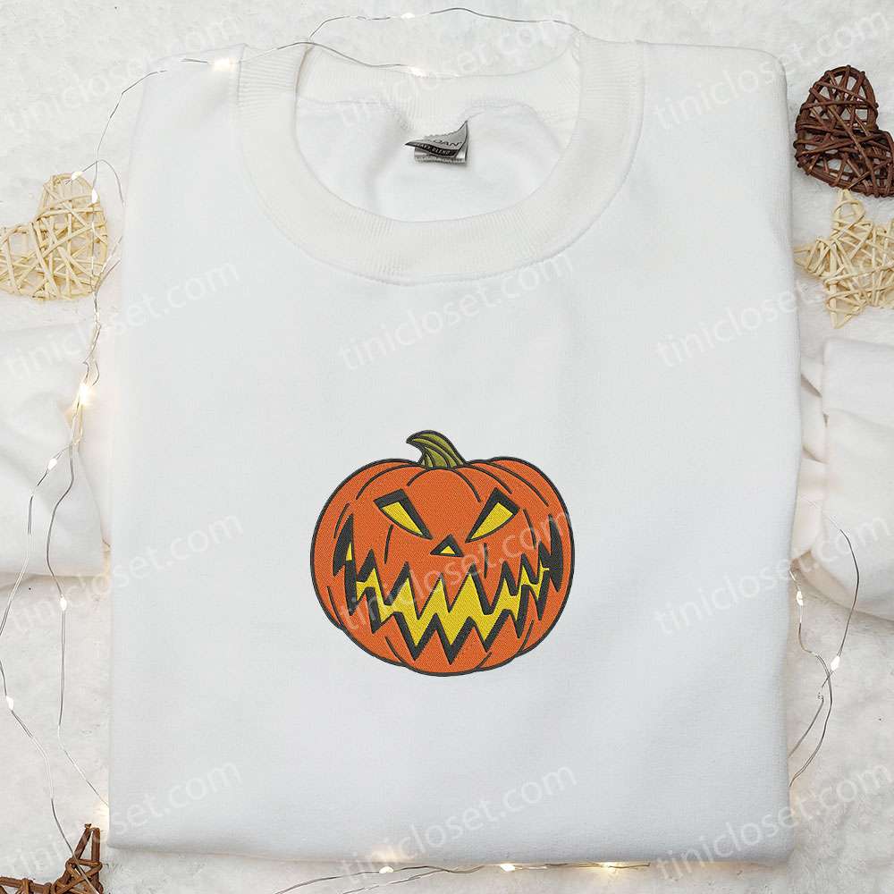 Spooky Pumpkin Jack O’ Lantern Embroidered Sweatshirt, Halloween Embroidered Hoodie, Best Halloween Gift Ideas