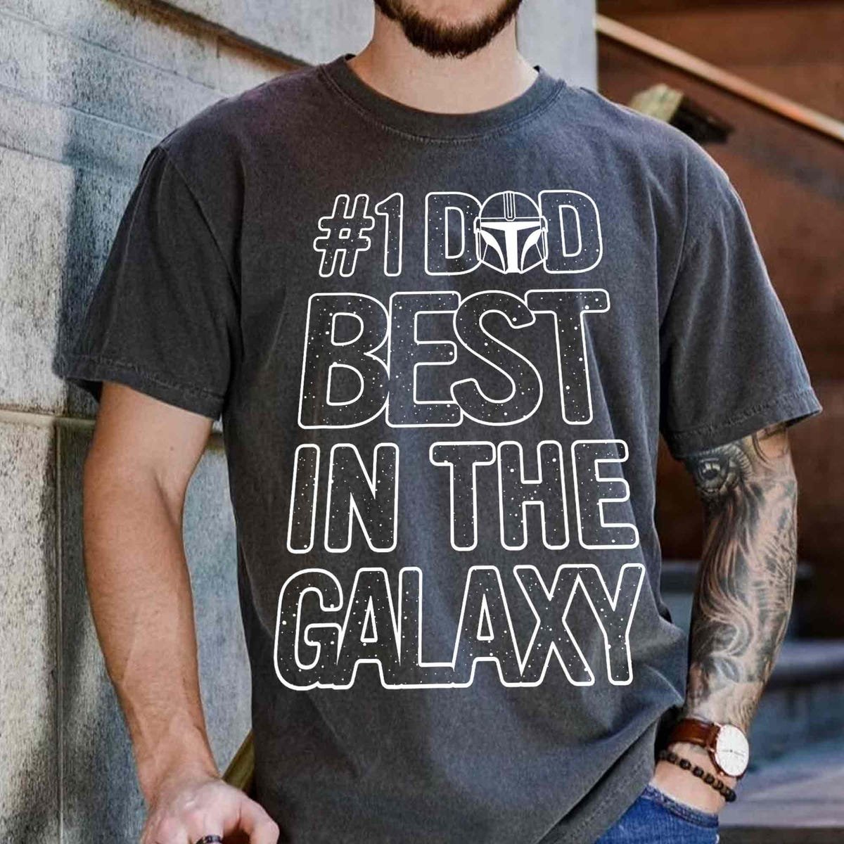 Star Wars Dad Shirt Mandalorian Best Dad Galaxy Tee Father's Day Gift