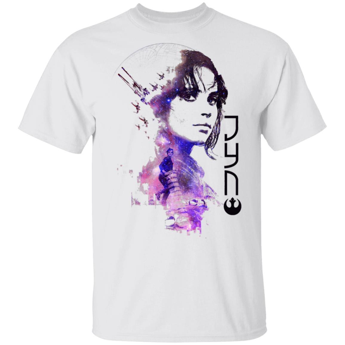 Star Wars Rouge One Jyn Erso Galaxy Portrait T Shirt Movie Fan Tshirt