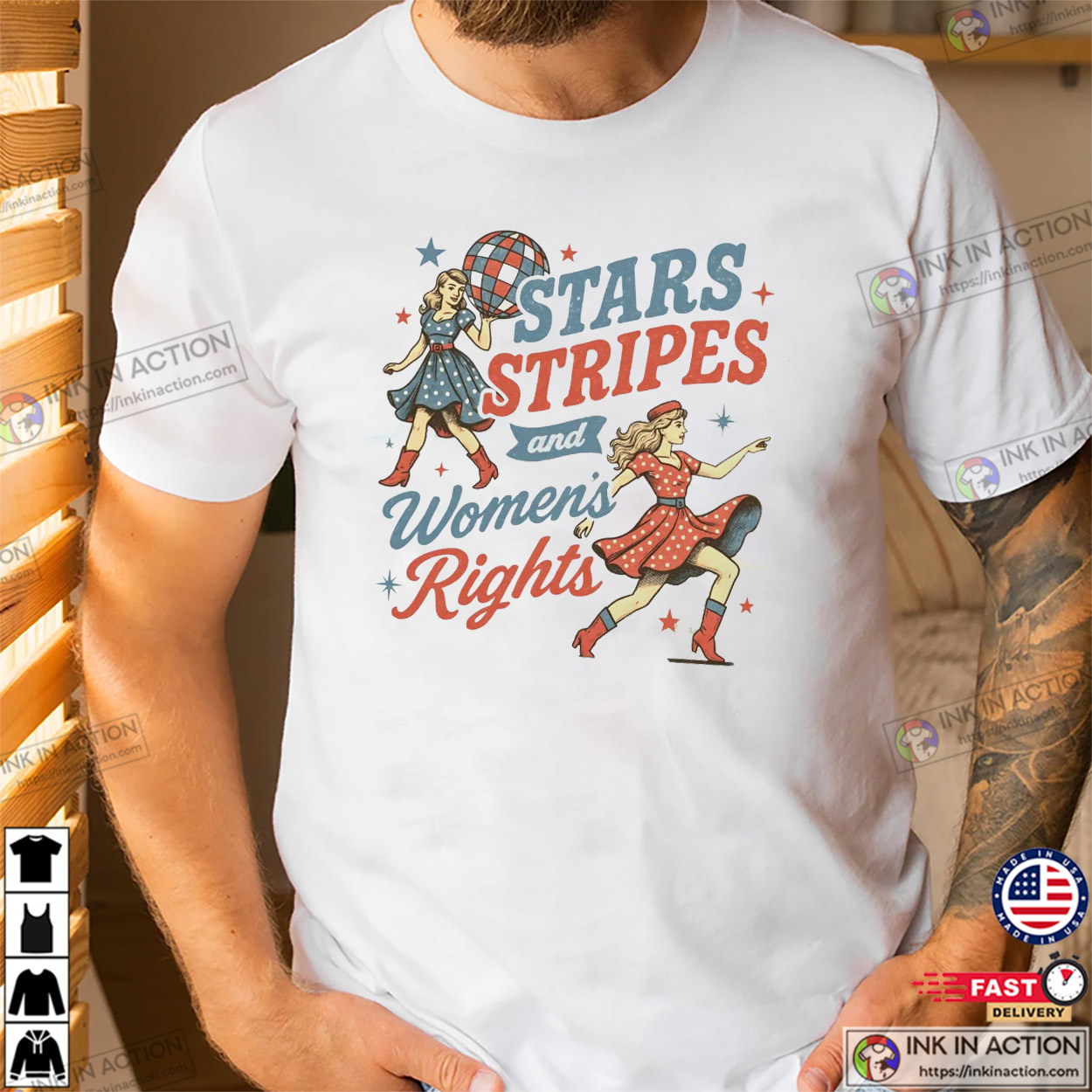 Stars Stripes And Women’s Rights Retro Disco Girls Feminist T-shirt