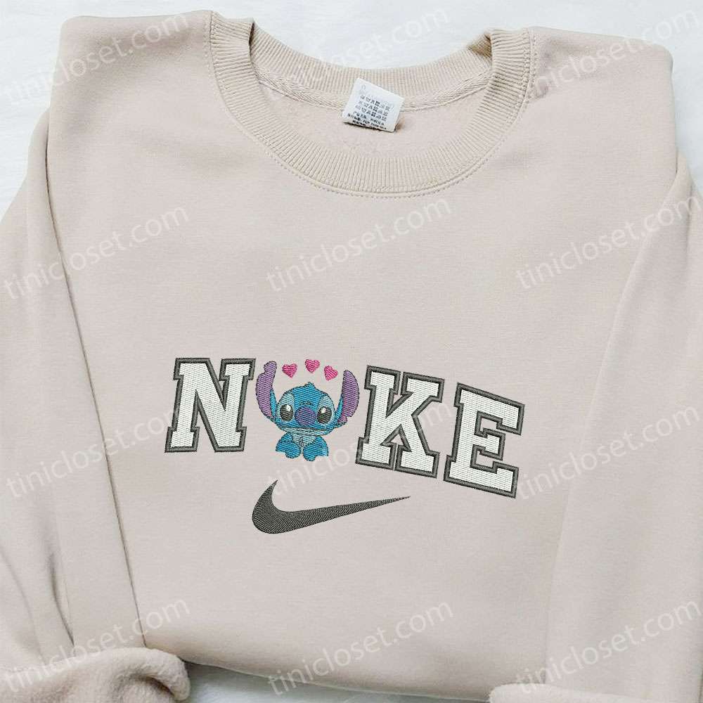 Stitch Hearts X Nike Embroidered Sweatshirt, Disney Characters Embroidered Hoodie, Best Valentine’s Gift Ideas