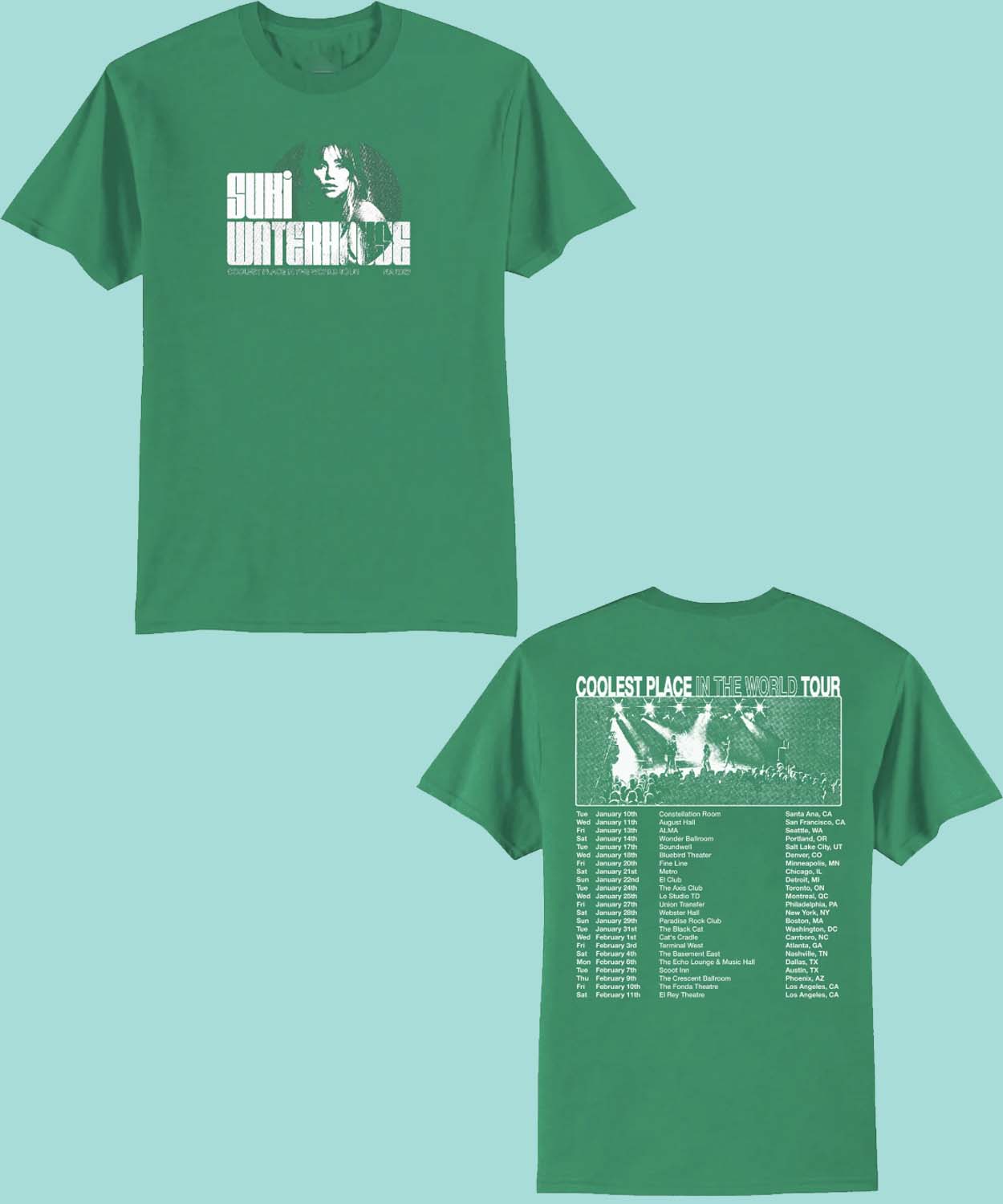 Suki Waterhouse Merch Coolest Tour Dates Tee – Green