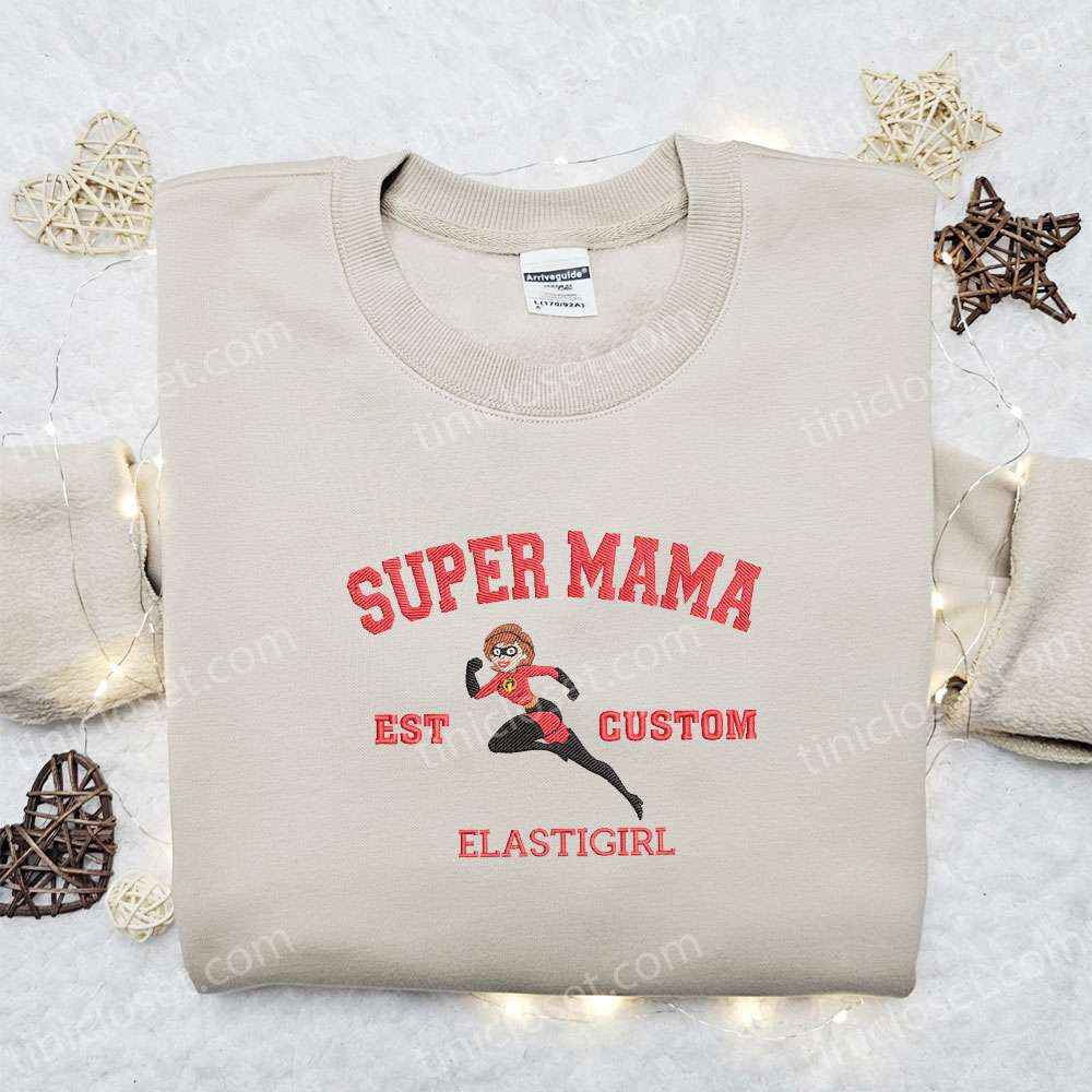 Super Mama Elastigirl Custom Year Embroidered Shirt, Disney The Incredibles Embroidered Hoodie, Best Mother’s Day Gift
