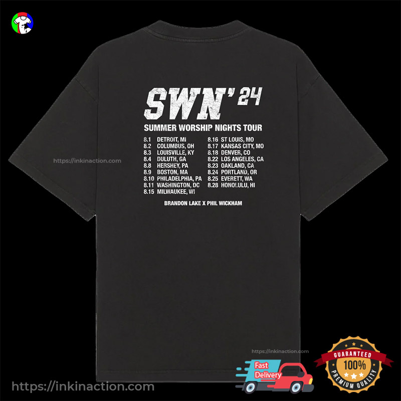 Swn ’24 Summer Worship Nights Tour Setlist 2 Sided T-shirt