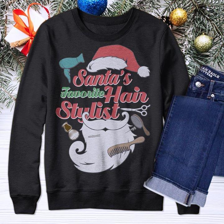 Tailer Santa Claus Style Merry Christmas Santa's Favorite Hair Stylist Shirt