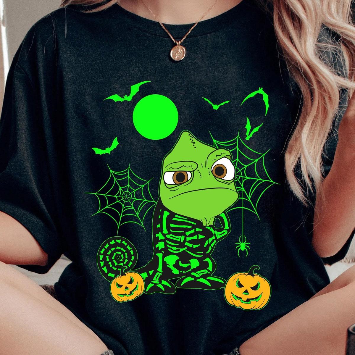 Tangled Pascal Skeleton With Pumpkin Jack O' Lantern Shirt 1