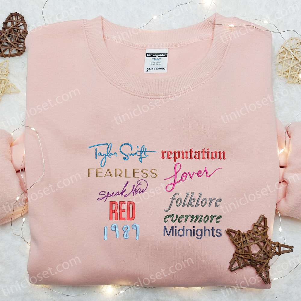 Taylor Swift’s Albums Embroidered Shirt, Celebrity Embroidered Hoodie, Best Music Gift For Fans