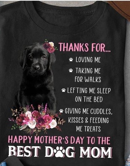 Thanks For Loving Me Taking Me For Walks Lefting Me Sleep On Bed Happy Mother's Day Black Dog Shirt