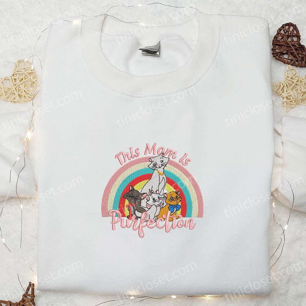This Mom Is Purfection Embroidered Shirt, Disney Characters Embroidered Hoodie, Best Mother’s Day Gift Idea