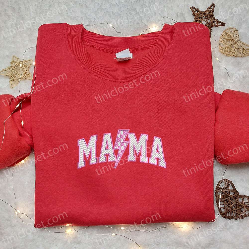 Thunderbolt Mama Embroidered Shirt, Holiday Embroidered Shirt, Best Mother’s Day Gift Ideas