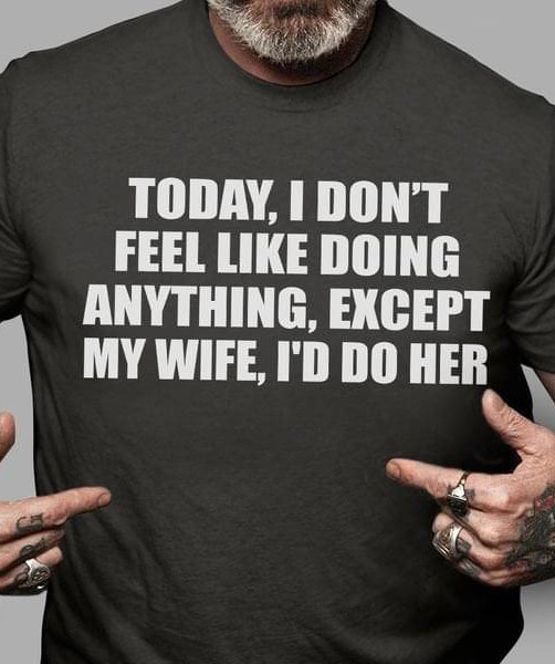 Today, I Don't Feel Like Doing Anything Except My Wife I'd Do Her Shirt