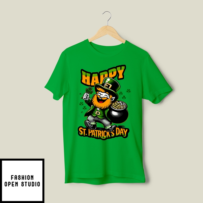 Traditional Green St. Patrick’s Day Leprechaun & Pot Of Gold T-shirt