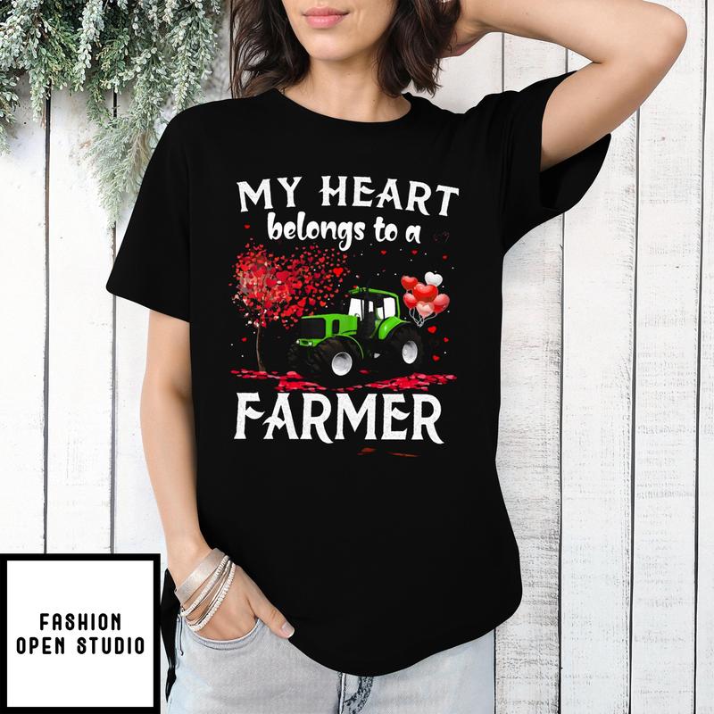Truck My Heart Belongs To A Farmer Valentine’s Day T-shirt