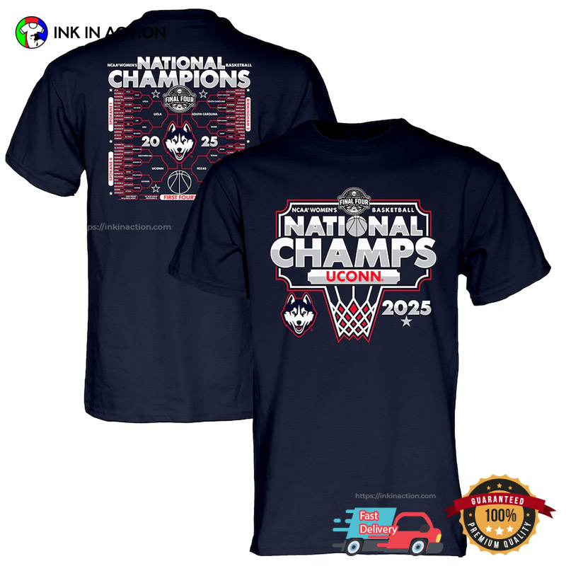 Uconn Huskies 2025 Ncaa Women’s Basketball National Champions 2 Sided T-shirt