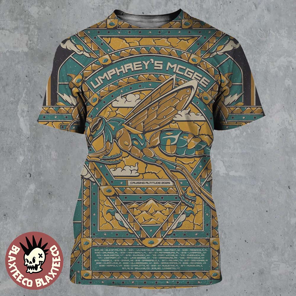Umphrey’s Mcgee Cruising Altitude Leg 2 2025 Tour Dates The Bee Artwork With Schedule Tour Dates All Over Print Shirt