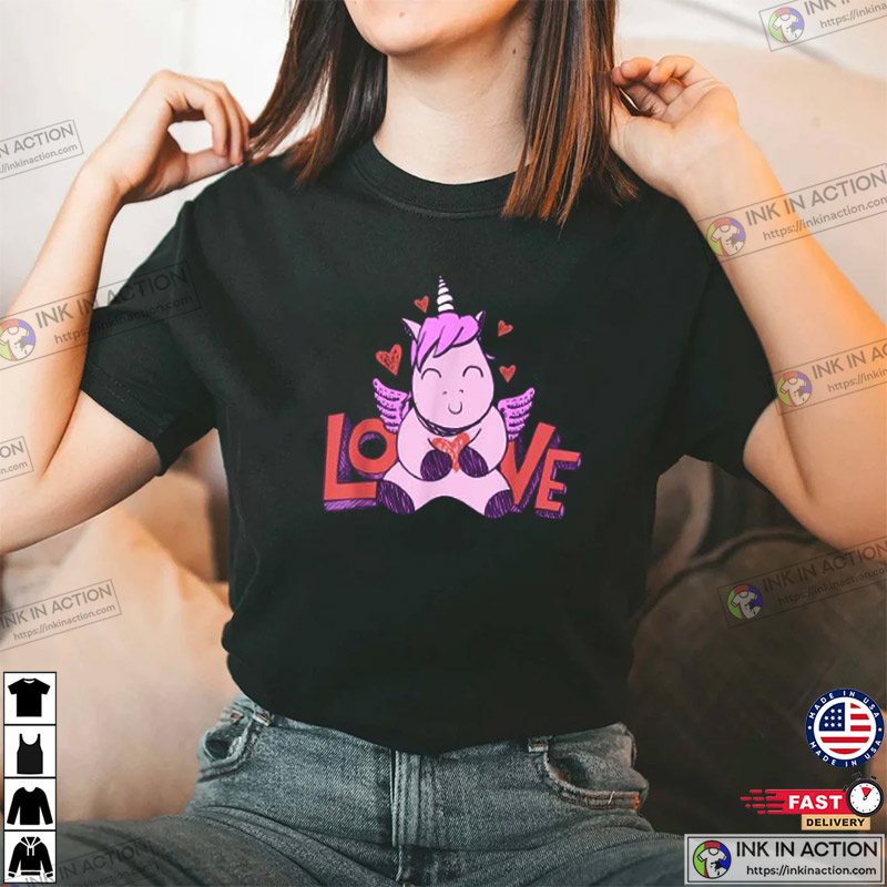 Unicorn Love And Hearts Valentines T-shirt, Valentine’s Day T-shirt