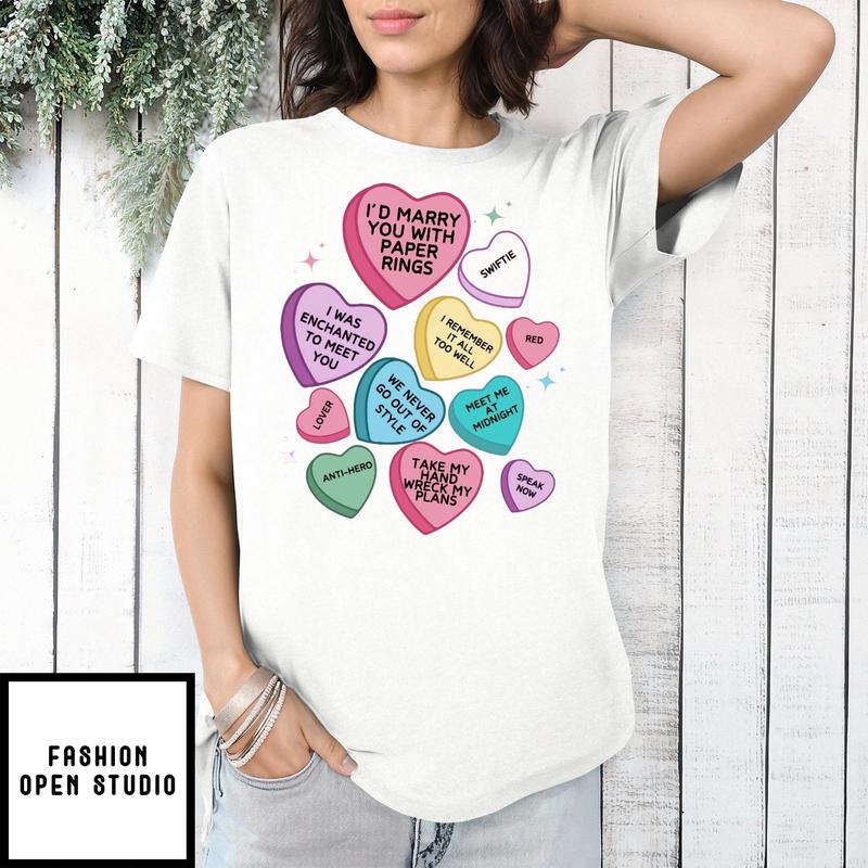 Valentine’s Day Heart I’d Marry You With Paper Rings T-shirt