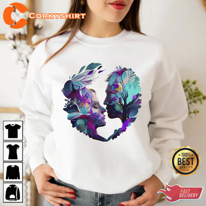 Valentine’s Day Kiss In A Multi-colored Heart Classic Shirt