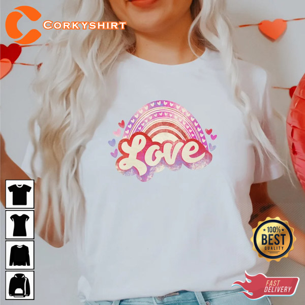 Valentine’s Day Rainbow Love Heart Love Valentine Shirt
