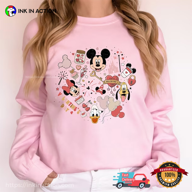 Valentine’s Day With Disney Family T-shirt, Valentine Gift Ideas
