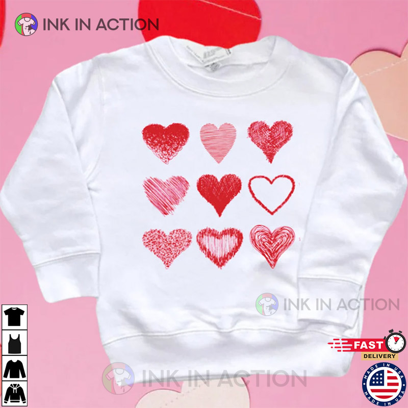 Valentine Doodles Heart Valentine’s Day Girls Tee