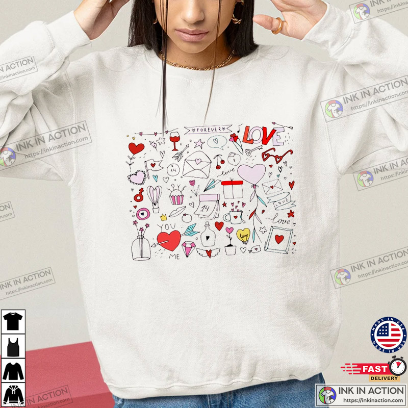 Valentine Doodles Little Things Tee, T-shirt, Valentine’s Shirt, Gift For Her