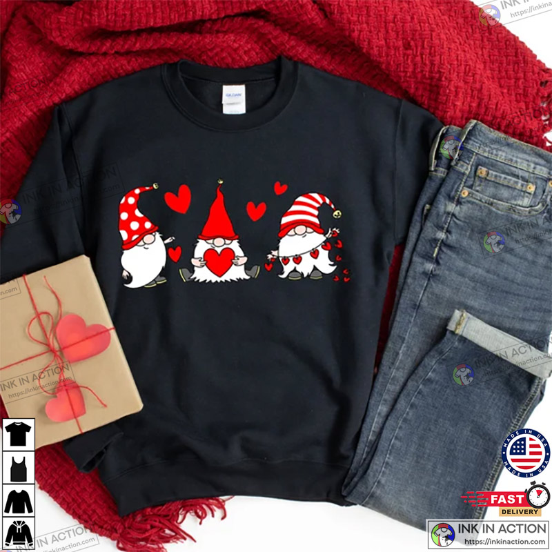 Valentine Gnomes Hearts Shirt, Valentine’s Day Shirt For Women