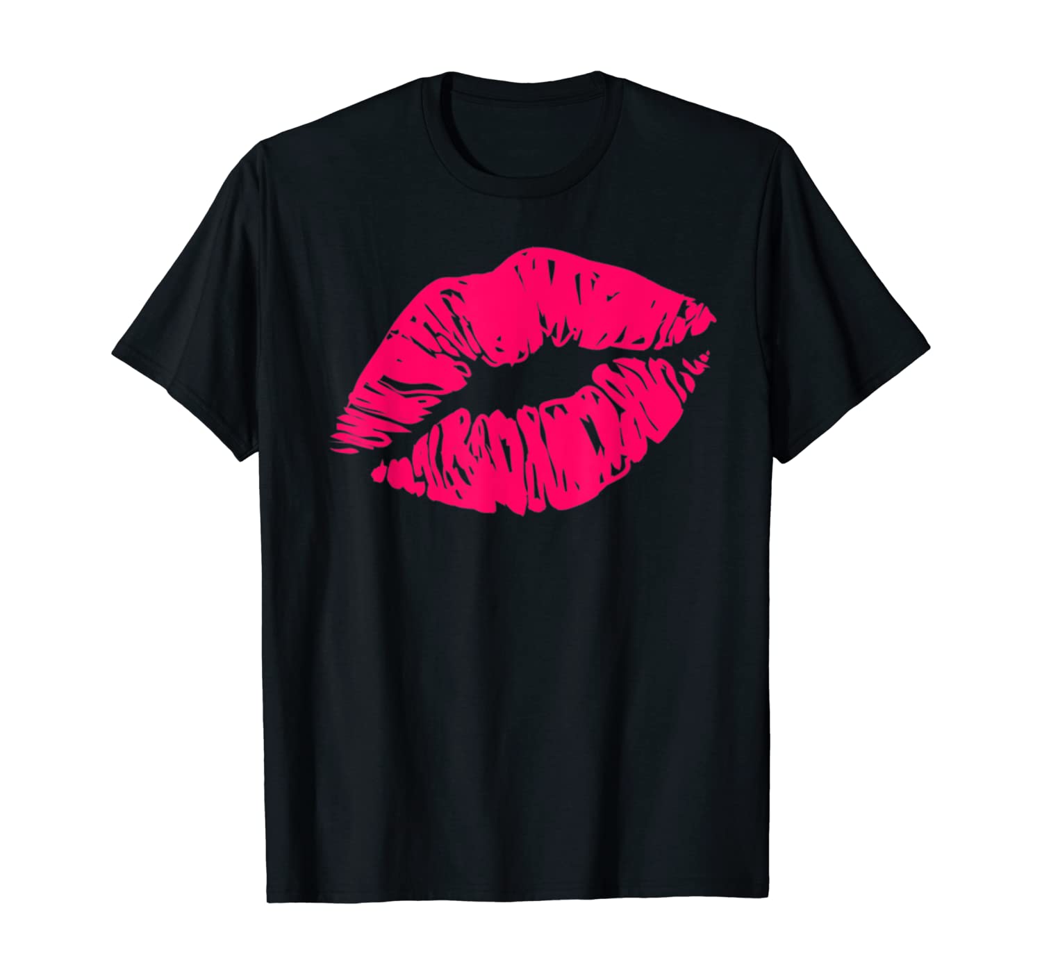 Valentines Day Emojis Hot Sexy Pink Kiss Lips Lipstick 80s T Shirt