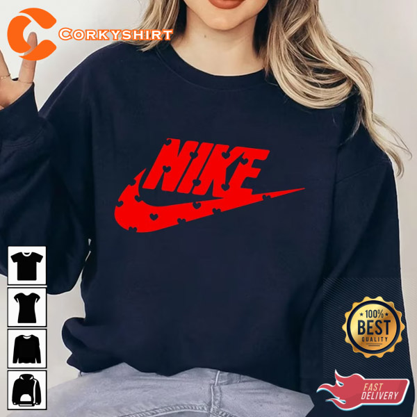 Valentines Swoosh Heart Valentine’s Day N1ke Swoosh Cute Valentines Day Sweatshirt