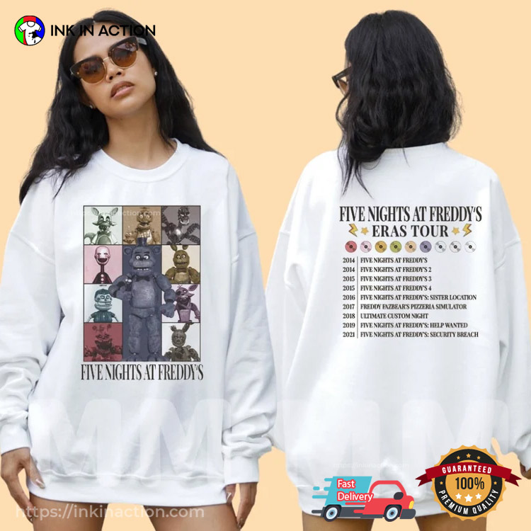 Vintage Five Nights At Freddy’s Eras Tour, Fnaf Video Game Shirt