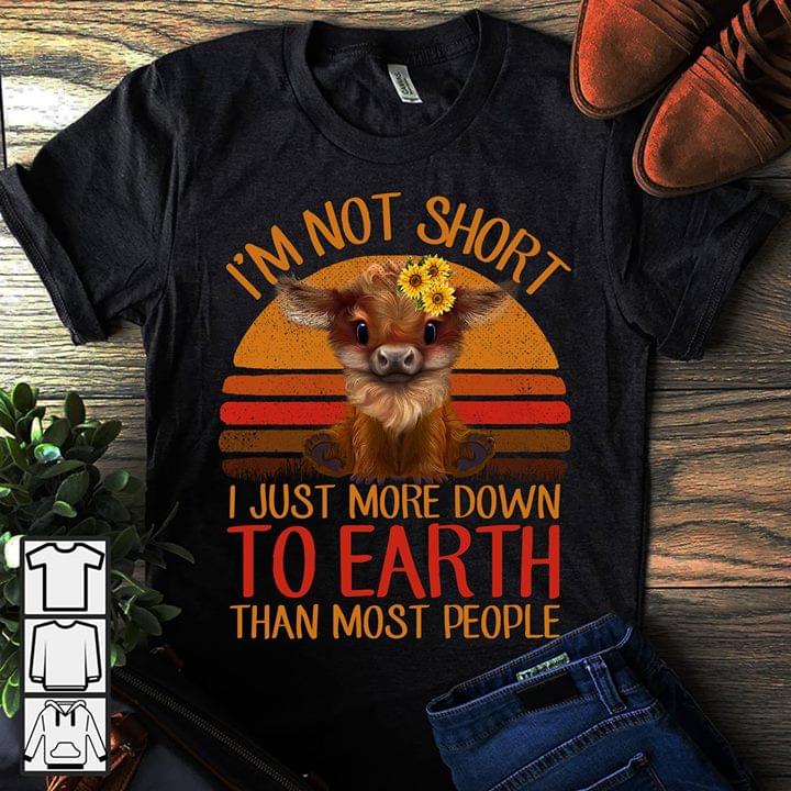 Vintage Flower Baby Bull I'm Not Short I Just More Down To Earth Than Most People Shirt