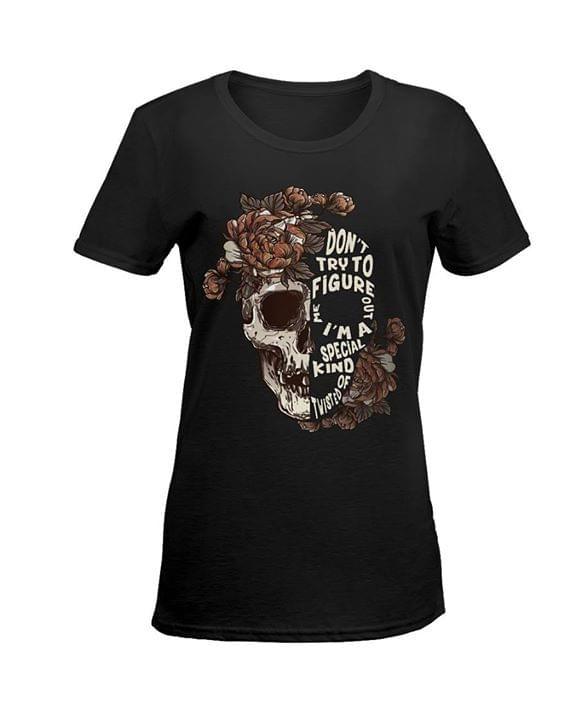 Vintage Old Flowers Skull Don't Try To Figure Me Out I'm A Special Kind Shirt