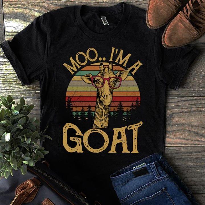 Vintage Pink Glasses Giraffe Moo I'm A Goat Shirt