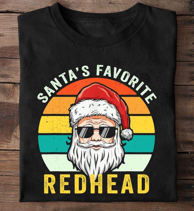 Vintage Santa's Favorite Redhead Santa Claus Wearing Black Glasses Shirt