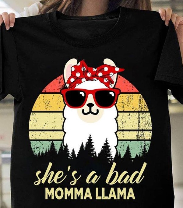 Vintage She's A Bad Momma Llama Cartoon Sheep Shirt